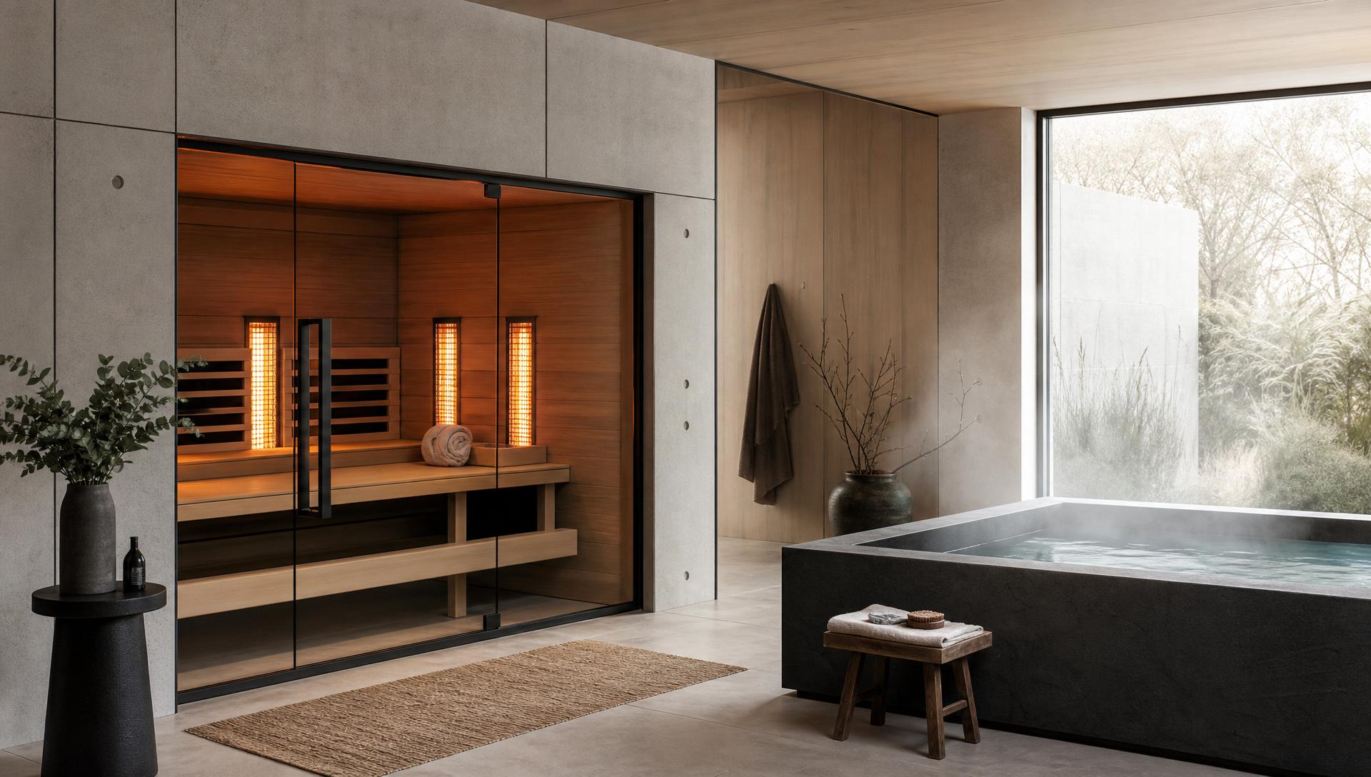 Sauna infravermelha e banheira de gelo no AERØ Recovery Lounge